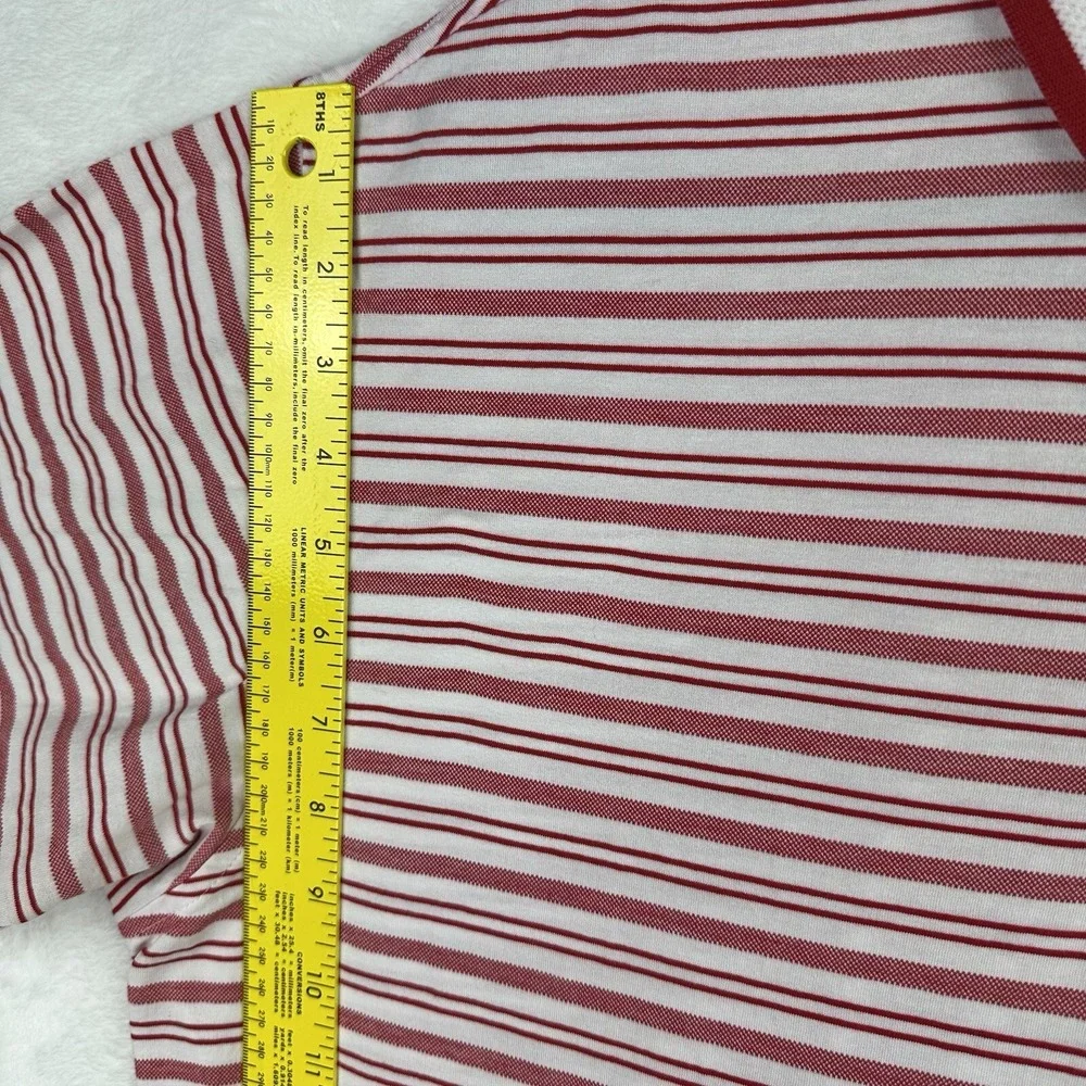 Daniel Cremieux Collection Large Mens Polo Shirt Red White Stripe Short Sleeve